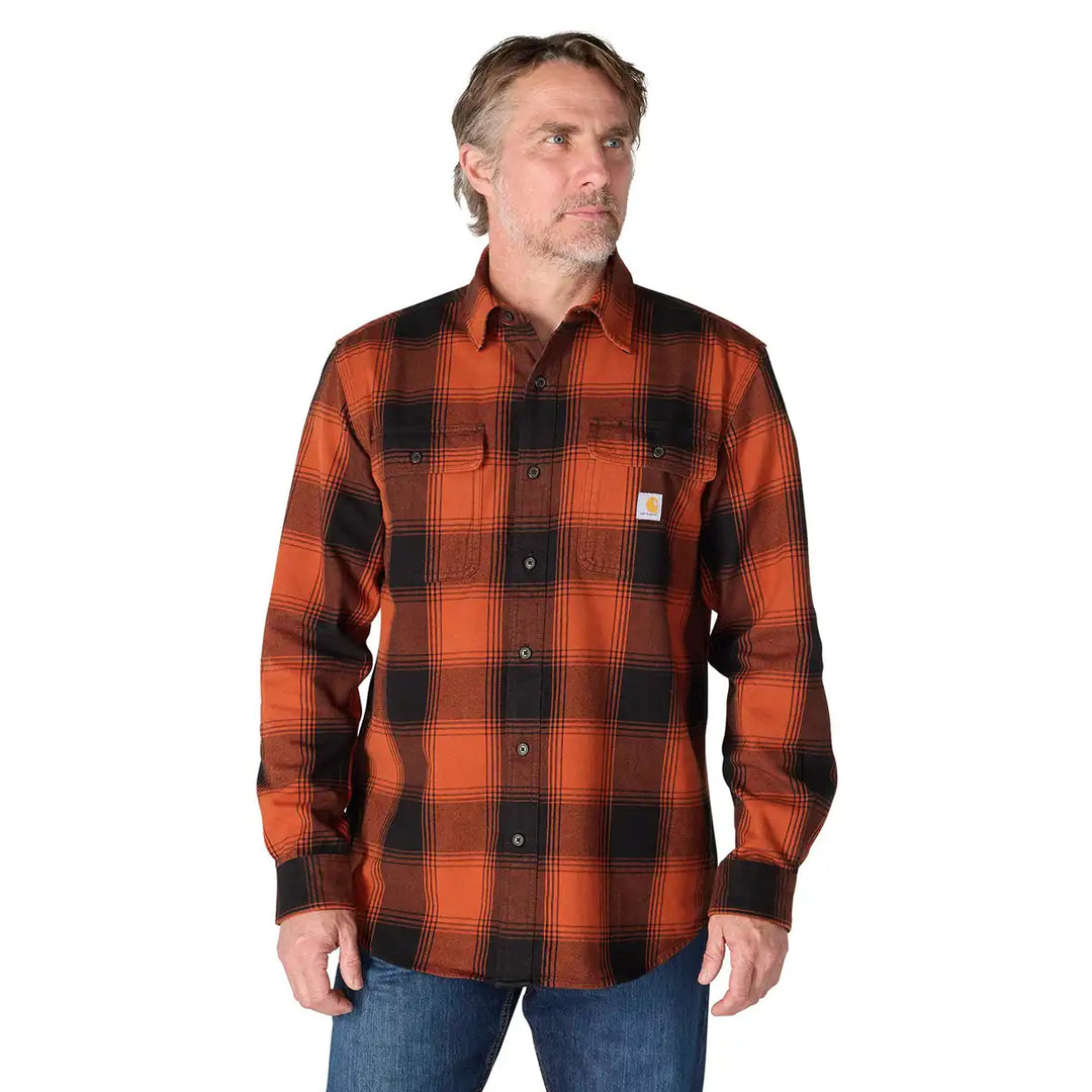 Loose Fit Heavyweight Flannel LS Plaid Shirt | Homestead Red