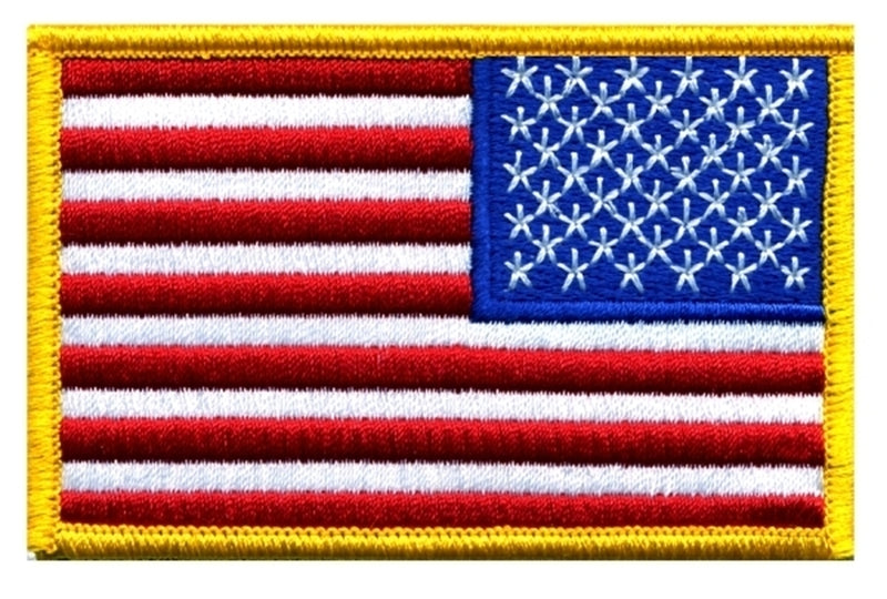 US Flag Reverse Flag Patch with gold merrow