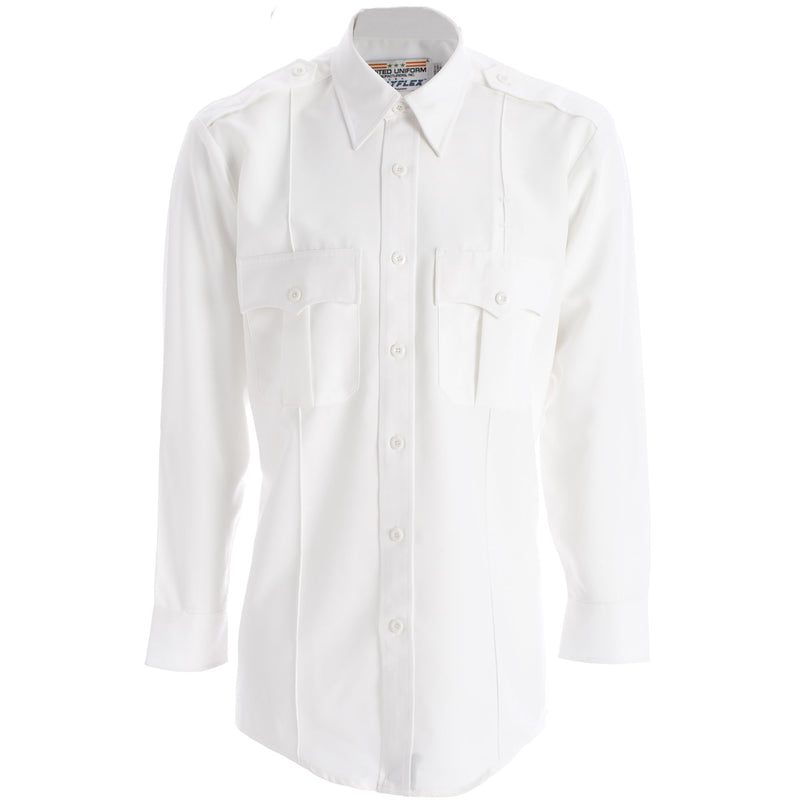 Long Sleeve Polyflex Zippered Uniform Shirt | White