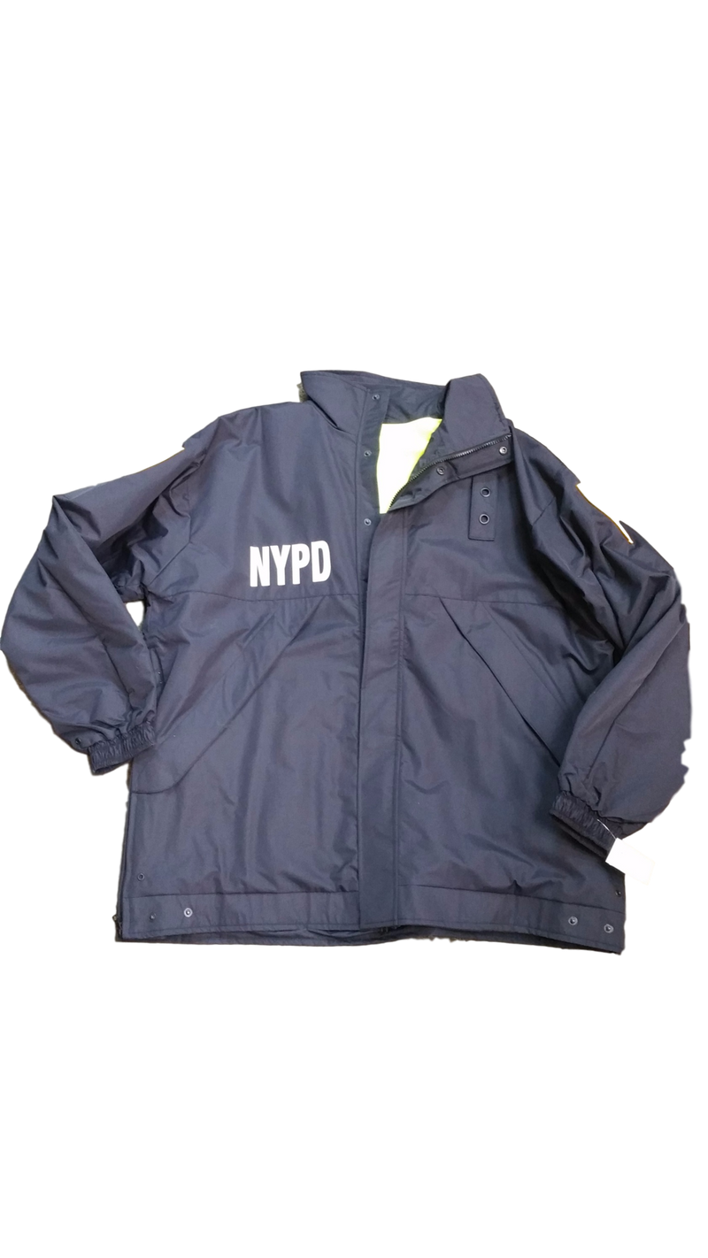 NYPD Reversible Hi-Vis Raincoat with Screen Print  & Patches