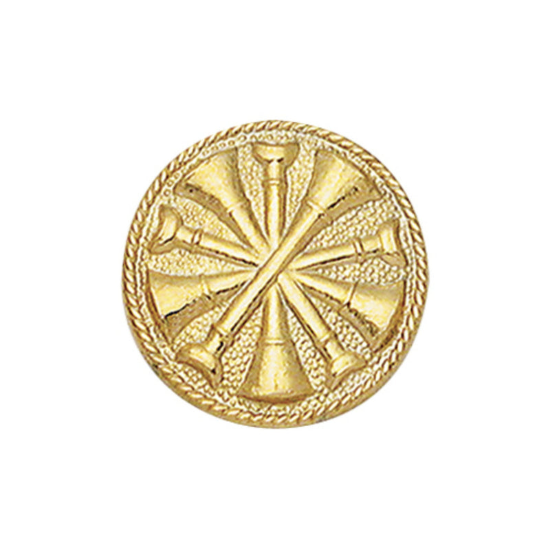 5X Bugle Round Disc Collar Insigina | Gold or Silver