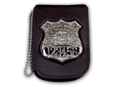 Recessed Neck Badge and ID Holder with 30 Beaded Chain and Velcro Closure Belt Clip Badge Holder with Velcro Closure NYSPolice