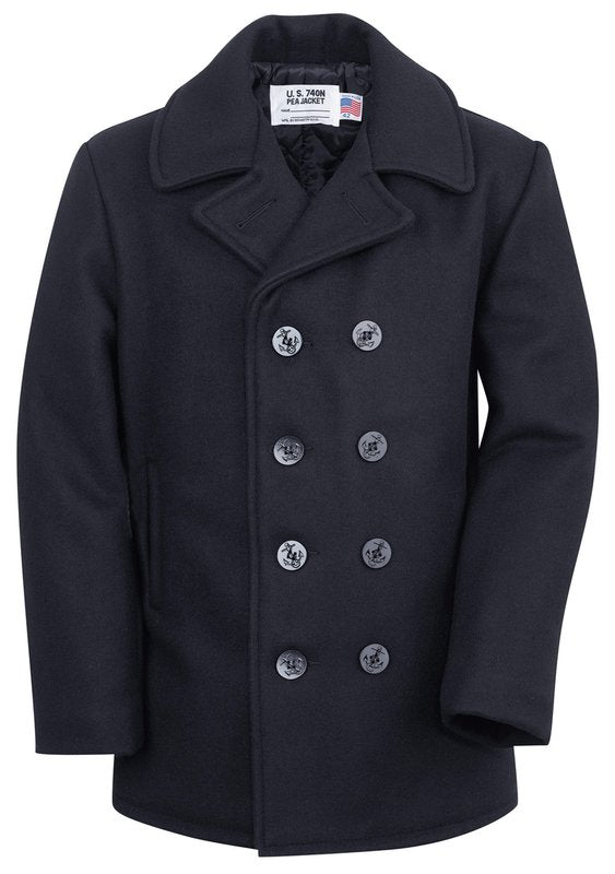 Original USA Made 32 oz. Melton Wool Pea Coat | Dark Navy