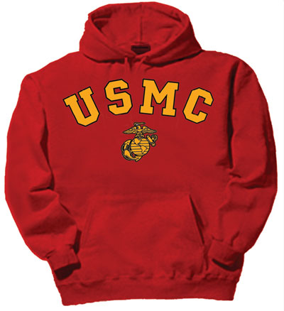 USMC (Marines) Red Hooded Sweatshirt
