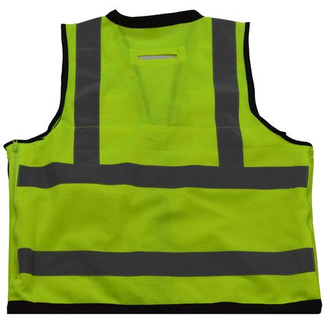 Class 2 Deluxe 8-Pocket High Visibility Heavy Duty Surveyors Safety Vest | Lime/Black