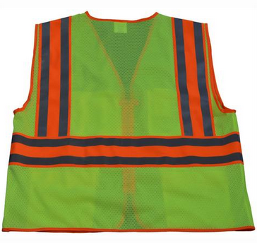 Hi Vis Class 2 Solid Front Mesh Back Two Tone DOT Surveyors Vest