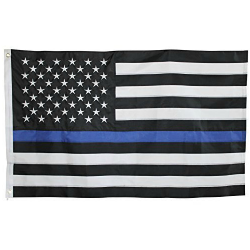 Thin Blue Line Embroidered Double Sided American Flag 3x5