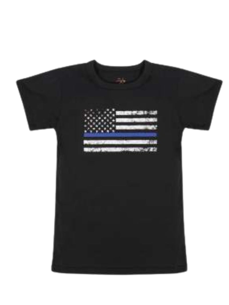 Rothco Kids Thin Blue Line US Flag T-Shirt | Black