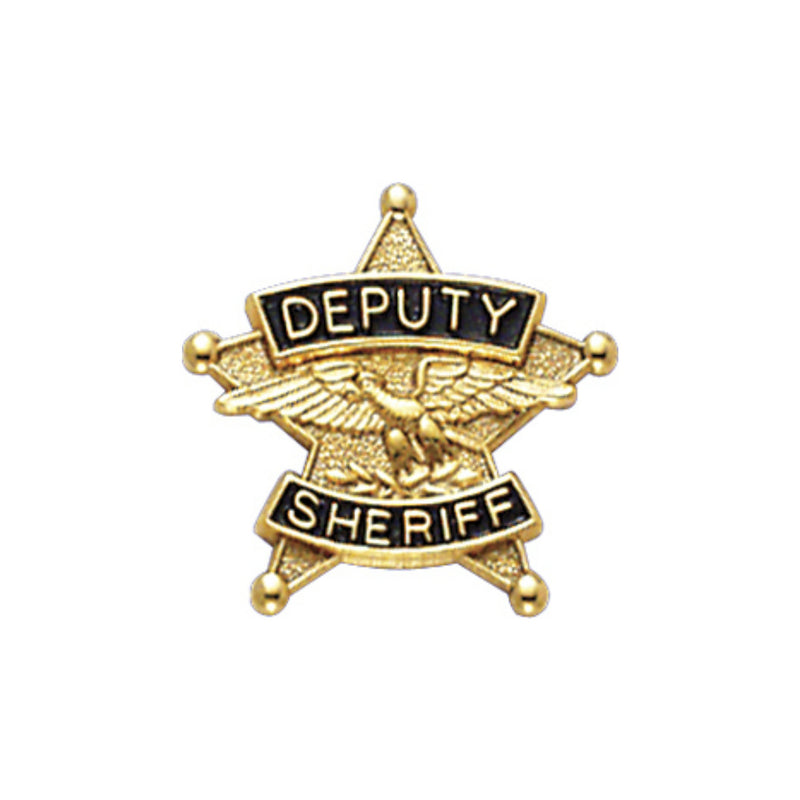 5Pt Star Deputy Sheriff Tie Tac Collar Insignia | Gold or Silver