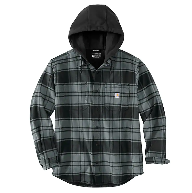 Carhartt Rugged Flex Relaxed Fit Flannel Fleece Lined Hooded Shirt Jacket | Elm, Oxblood