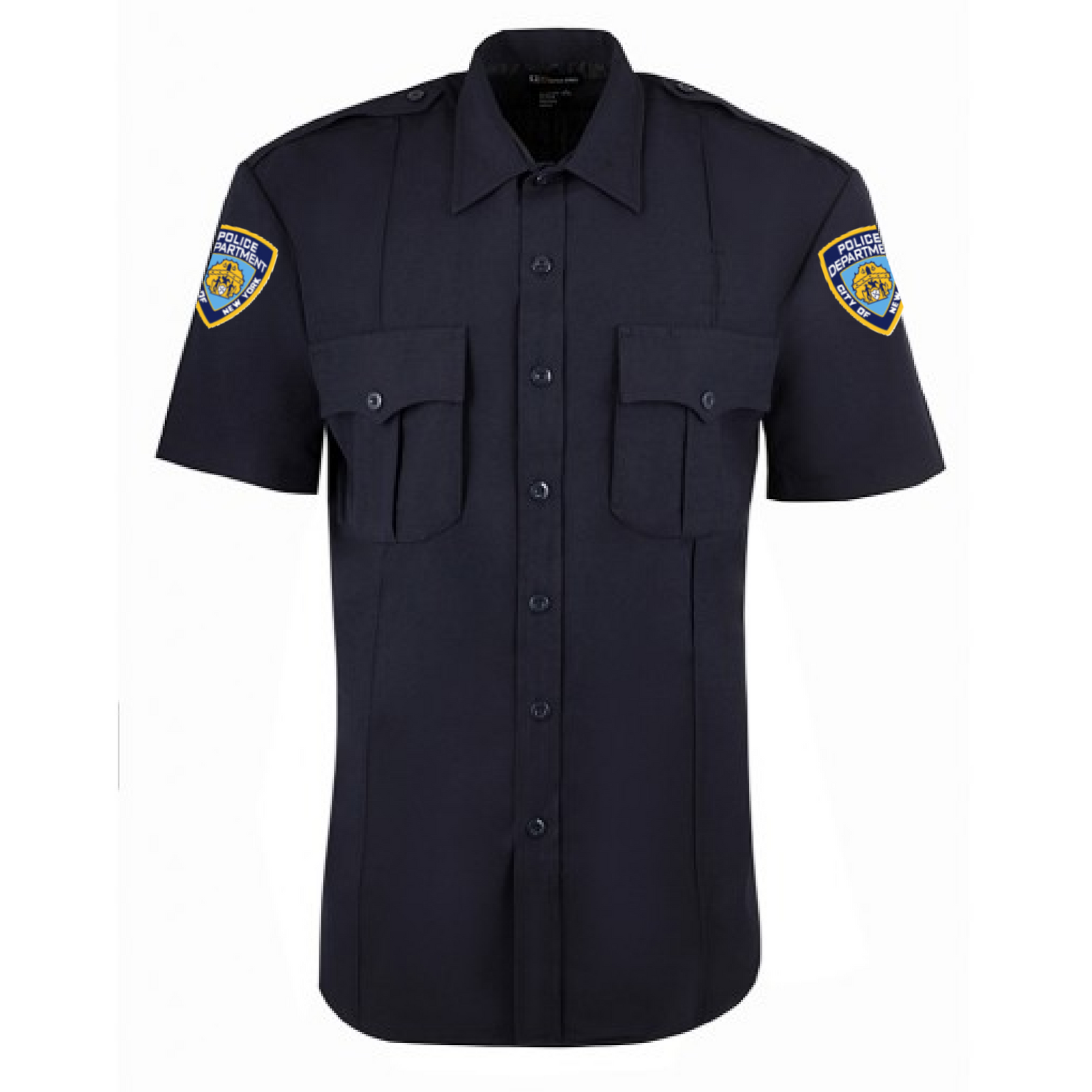 army dress blues short sleeve shirt First Class 100% Polyester Short Sleeve Zippered Uniform Shirts - Navy Blue