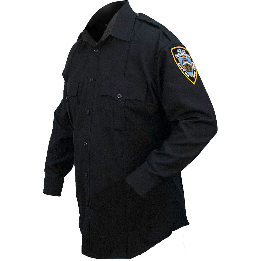 Poly/Cotton NYPD Women's Long Sleeve Shirt with patches
