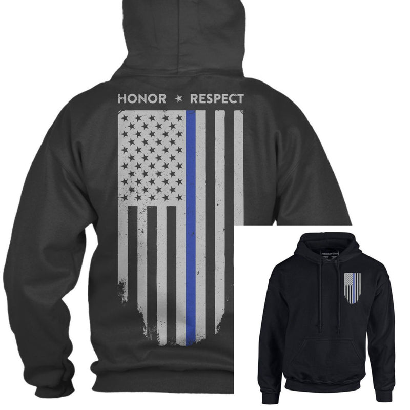 Thin Blue Line "HONOR AND RESPECT" American Flag Hoodie