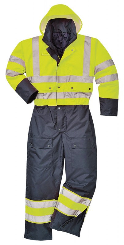 HI Vis Contrast Insulated Waterproof Coverall Lined